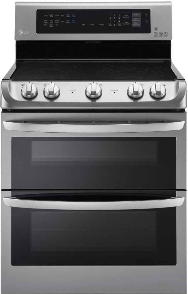 LG LDE4415ST 30 Inch Double Oven Electric Range with ProBake Convection®, Infrared Heating™, EasyClean®, 7.3 cu. ft. Capacity, 5 Radiant Heating Elements, 6 Inch/9 Inch 3200W, UltraHeat™ Dual Element and Glass Touch Controls: Stainless Steel