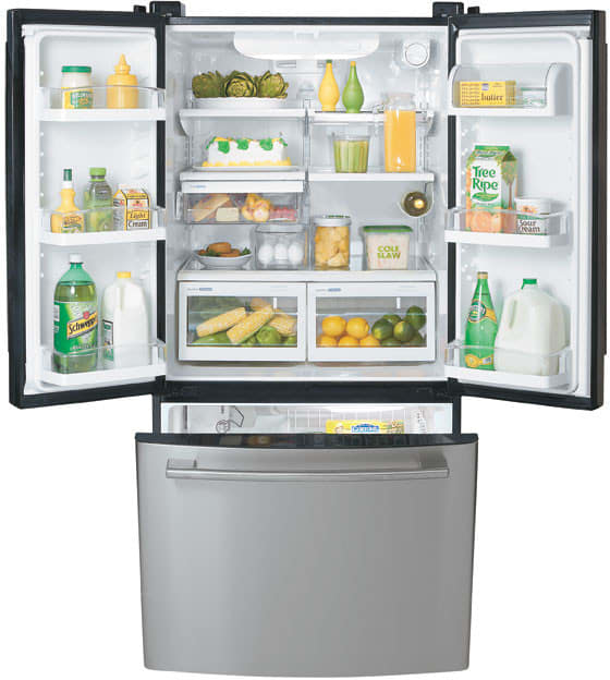 LG LFD22860SB 22.4 Cu. Ft. French Door Refrigerator with Slide-Out Freezer and External Water Dispenser: Black