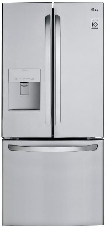 LG LFDS22520S 30 Inch French Door Refrigerator with 21.8 cu. ft. Capacity, External Water Dispenser, SpillProtector™ Shelves, SmartDiagnosis™, Door Alarm, Child Lock, Linear Compressor, ADA Compliant, and ENERGY STAR®