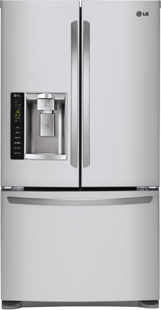 LG LFX25974ST 36 Inch French Door Refrigerator with Slim SpacePlus™ Ice System, Smart Cooling® System, Glide N' Serve® Drawer, External Tall Dispenser, Linear Compressor, SpillProtector™ Shelves, Humidity-Controlled Crispers and ADA Compliant