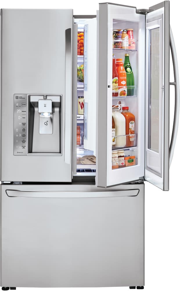 LG LFXC24796S 36 Inch Counter Depth Smart French Door Refrigerator with 23.5 Cu. Ft. Capacity, InstaView™ Door-in-Door®, Dual Evaporators, SpillProof™ Glass Shelving, Ice Maker, Ice/Water Dispenser, and Energy Star Qualified: Stainless Steel