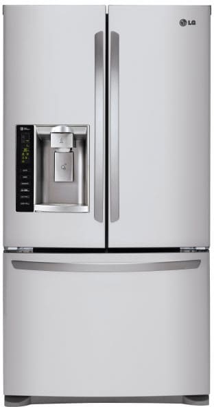 LG LFXS24626S 36 Inch French Door Refrigerator with Tall Ice & Water Dispenser®, Slim SpacePlus® Ice System, Glide N' Serve® Drawer, Air and Water Filtration, Spill Protector™ Glass Shelves, ADA Compliant, ENERGY STAR®, 24.1 cu. ft. Capacity