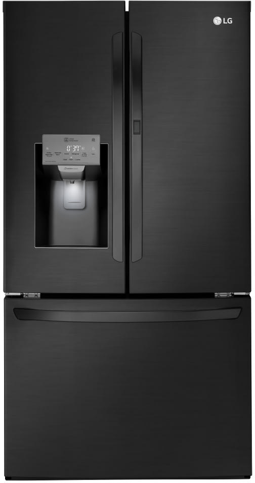 LG LFXS28566M 36 Inch French Door Smart Refrigerator with 27.7 Cu. Ft. Capacity, Wi Fi, Door-In-Door®, SpacePlus® Ice System, Smart Cooling Plus, SpillProtector™ Glass Shelf, Linear Compressor, and ENERGY STAR® Qualified: Matte Black Stainless Steel