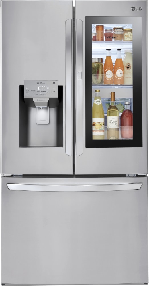 LG LFXS28596S 36 Inch Smart French Door Refrigerator with 27.5 Cu. Ft. Capacity, WiFi, InstaView™, Door-in-Door®, Dual Ice Maker, ColdSaver™ Panel, Glide N' Serve® Drawer, Sabbath Mode and ENERGY STAR® certified: Stainless Steel