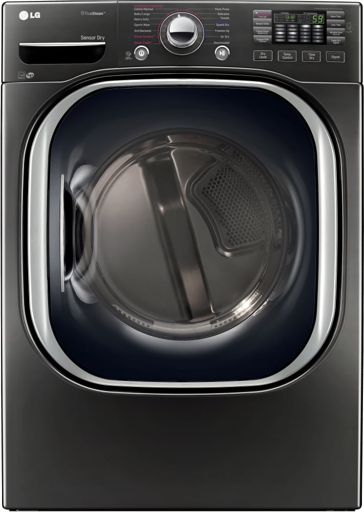 LG DLEX4370K 27 Inch Electric Dryer with TurboSteam™, SmartDiagnosis™, Smart ThinQ® Technology, Speed Dry, Sensor Dry Technology, 7.4 cu. ft. Capacity, 14 Drying Programs, LoDecibel™ Quiet Operation and ENERGY STAR® Certification