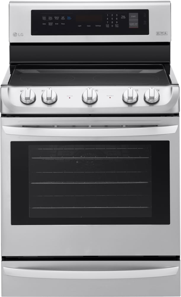 LG LRE4213ST 30 Inch Electric Range with ProBake Convection®, EasyClean®, WideView™ Window, 5 Radiant Heating Elements, 6.3 cu. ft. Oven Capacity, 6 Inch/9 Inch 3200W Power Burner, Storage Drawer and Glass Touch Controls