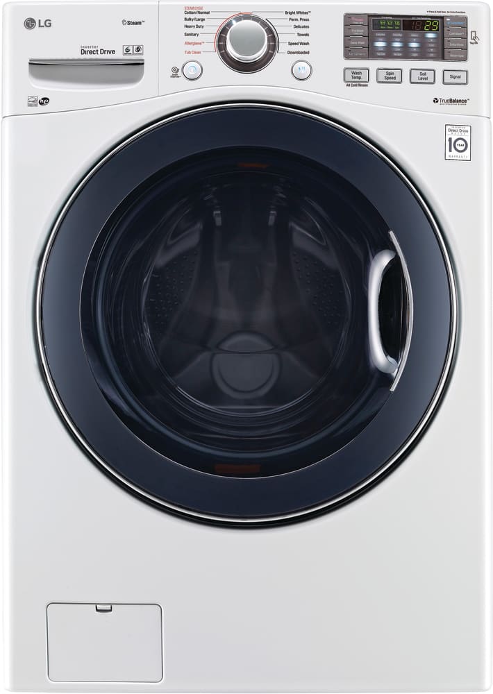 LG WM3770HWA 27 Inch Front Load Washer with Steam, TurboWash® Technology, Smart Diagnosis™, Allergiene™ Cycle, LG SideKick™ Compatible, 4-Tray Dispenser, 4.5 cu. ft. Capacity, 12 Wash Cycles, NeveRust™ Stainless Steel Drum and ENERGY STAR® Rated