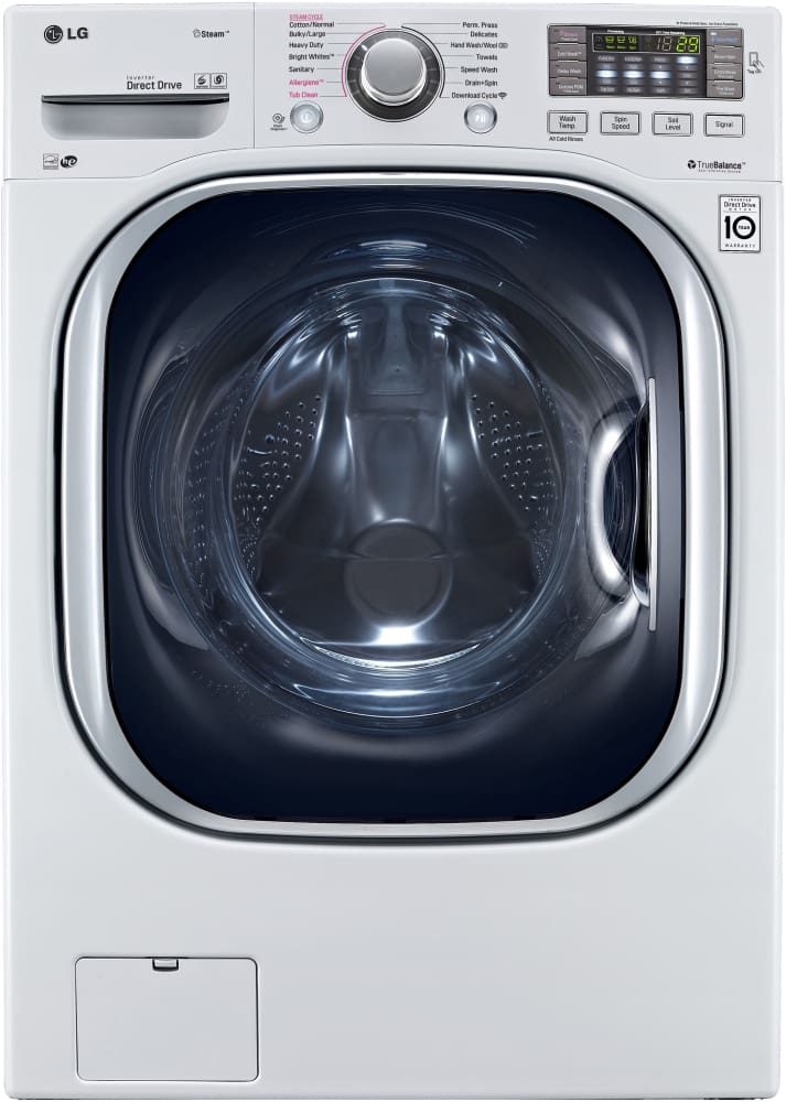 LG WM4370HWA 27 Inch Front Load Washer with 4.5 cu. ft. Capacity, 14 Wash Programs, Steam, TurboWash, Speed Wash, Allergiene Cycle, Sanitary Cycle, 4-Tray Dispenser, LoDecibel Quiet Operation and ENERGY STAR Qualification: White