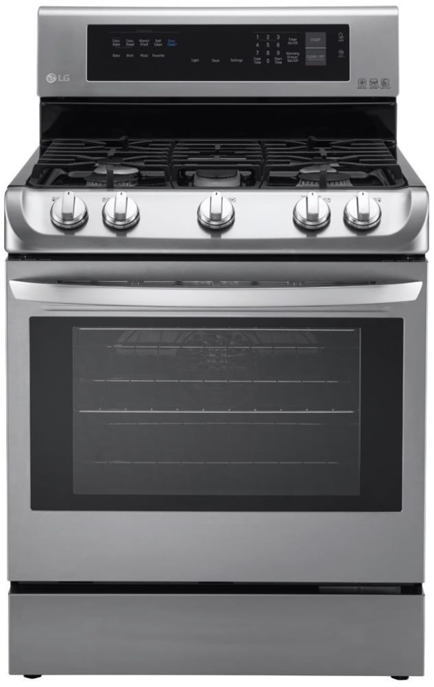 LG LRG4111ST 30 Inch Gas Range with 5 Sealed Burners, 6.2 cu. ft. Oven, ProBake Convection, 17,000 BTU SuperBoil Burner, 10 Minute EasyClean Mode, Glass Touch Controls and Storage Drawer