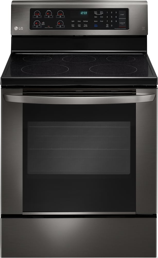 LG LRE3061BD 30 Inch Electric Range with True Convection, Power Burner, 5 Heating Elements, 6.3 cu. ft. Oven Capacity, Brilliant Blue Interior and Storage Drawer: Black Stainless Steel