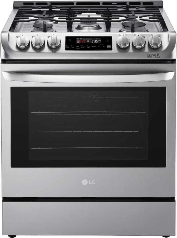 LG LSG4511ST 30 Inch Gas Slide-In Range with 5 Sealed Burners, 6.3 cu. ft. Oven Capacity, Storage Drawer, ProBake Convection, 9 Cooking Modes, EasyClean, SmartDiagnosis, SuperBoil Burner, and ADA Compliant