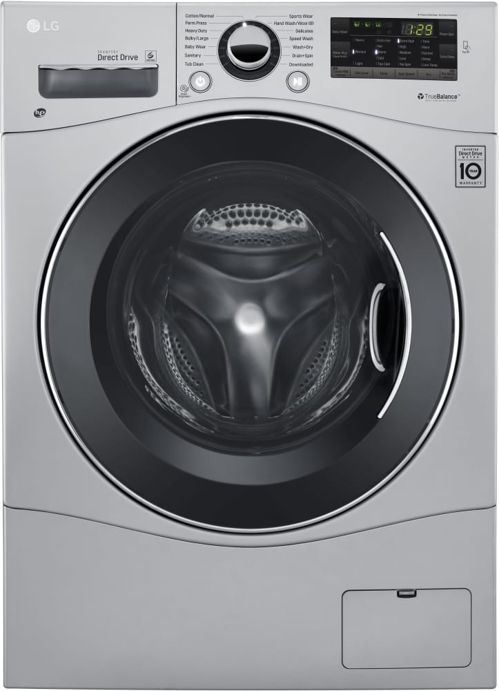 LG WM3488HS 24 Inch Front Load Washer/Dryer Combo with 2.3 cu. ft Capacity, 14 Wash Cycles, 10 Wash Options, Steam, Sanitary Cycle, 1,400 RPM, NFC Tag On Technology, 4 Tray Dispenser, LoadSense and LoDecibel Quiet Operation: Silver