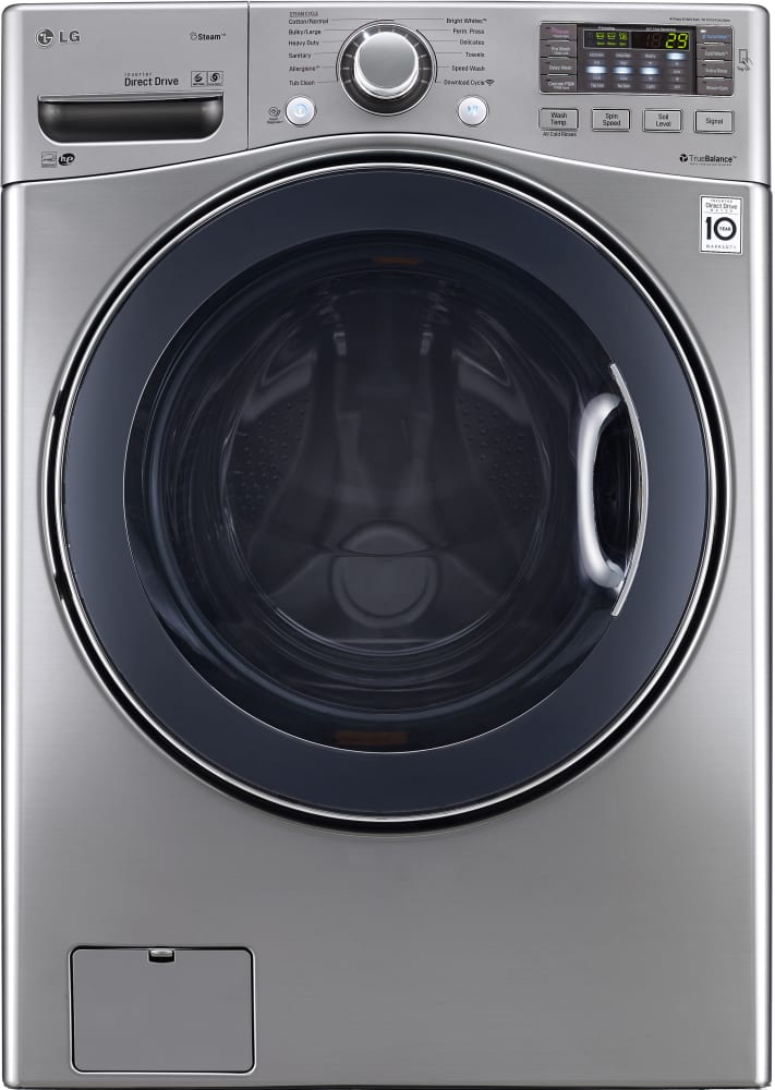 LG WM3570HVA 27 Inch 4.3 cu. ft. Front Load Washer with 12 Wash Cycles, 1,300 RPM, Steam Cycle, LG Twin Wash Compatibility, TurboWash, Allergiene Cycle, BrightWhites, SenseClean, LoDecibel Quiet Operation, NeveRust Stainless Steel Drum and ENERGY STAR