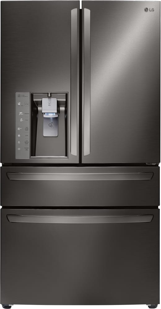 LG LMXC23746D 36 Inch Counter Depth 4-Door French Door Refrigerator with 22.7 Cu. Ft. Capacity, CustomChill® Drawer, Smart Cooling®, Slim SpacePlus® Ice System, Ice/Water Dispenser, Filtration System, and ENERGY STAR® Qualified: Black Stainless Steel