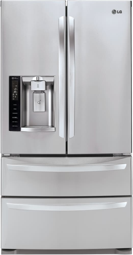 LG LMXS27626S 36 Inch 4-Door French Door Refrigerator with Slim SpacePlus®, Smart Cooling®, IcePlus™ Freezing, DuraBase™ Drawer, Glide N' Serve™ Drawer, Dual Freezers, Tall Ice and Water Dispenser®, 26.8 cu. ft. Capacity