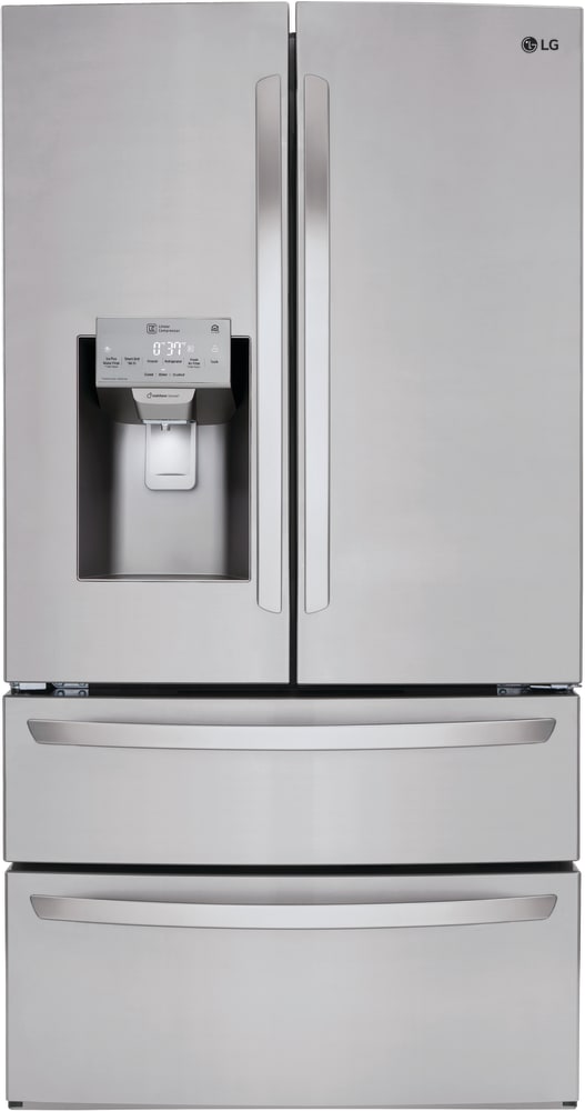 LG LMXS28636S 36 Inch Stainless Steel 4-Door French Door Refrigerator with Double Freezer Drawers, Wi-FI, Smartthinq®, Fresh Air Filter, Filtered Water and Ice Dispenser, 28 Cu. Ft. Capacity, and EnergyStar® Qualified