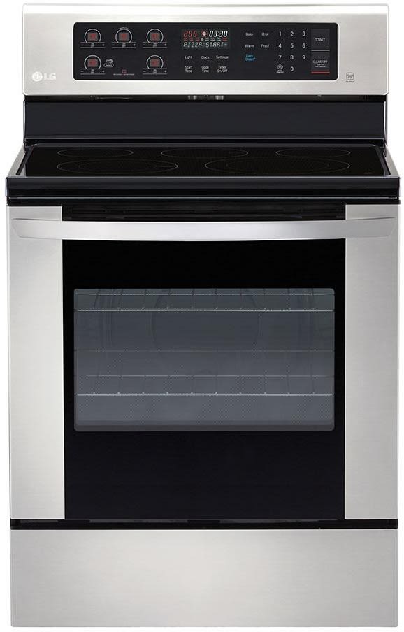 LG LRE3060ST 30 Inch Freestanding Electric Range with 6.3 cu. ft. Large Capacity, 3.2kW Elements, 5 Cooktop Elements, EasyClean®, Brilliant Blue Interior, Storage Drawer, Hot Surface LED Indicator, WideView™ Window, and SmartDiagnosis™