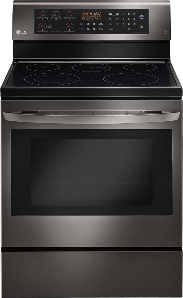 LG LRE3083BD 30 Inch Electric Range with True Convection, IntuiTouch™ Controls, EasyClean®, 5 Heating Elements, Power Burner, 6.3 cu. ft. Capacity, Brilliant Blue Interior, Storage Drawer and Star-K® Certified: Black Stainless Steel