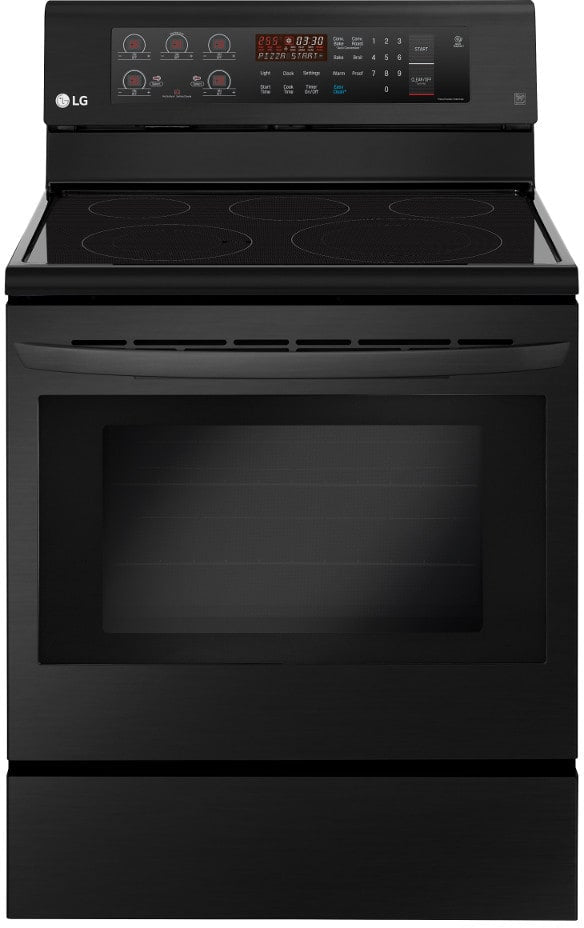 LG LRE3193BM 30 Inch Freestanding Electric Range with True Convection, EasyClean, SmoothTouch™ Controls, 6.3 cu. ft. Capacity, Brilliant Blue Interior, Storage Drawer, 5 Heating Elements and Dual Heating Elements: Matte Black Stainless Steel