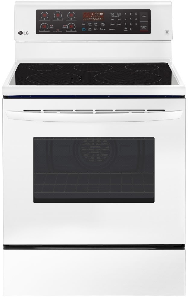 LG LRE3194SW 30 Inch Freestanding Electric Range with True Convection, 3-in-1 Element, EasyClean®, 9 Oven Cooking Modes, Door Lock, 5 Elements, Storage Drawer, Automatic Safety Shut-Down, Sabbath Mode and 6.3 cu. ft. Oven Capacity: White