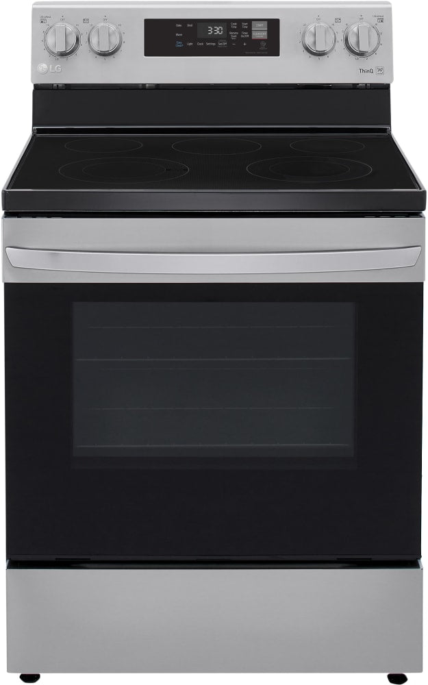 LG LREL6321S 30 Inch Electric Smart Range with 5 Radiant Elements, 6.3 cu. ft. Oven Capacity, Storage Drawer, Sabbath Mode, EasyClean®, Wi-Fi Connectivity, ThinQ®, Proactive Customer Care, SmartDiagnosis™, WideView™, and UltraHeat™