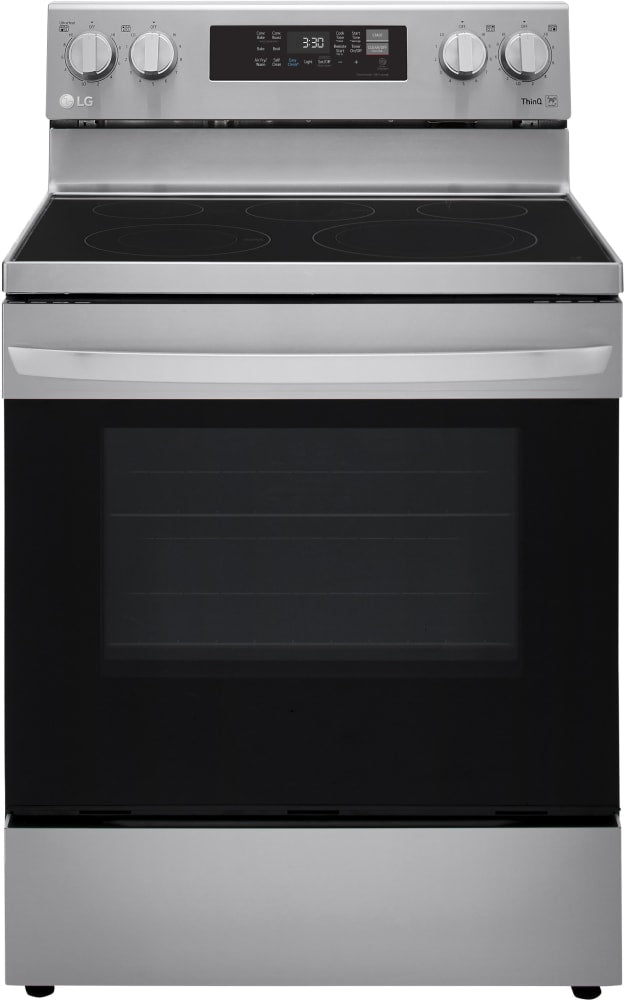 LG LREL6323S 30 Inch Electric Smart Range with 5 Radiant Elements, 6.3 cu. ft. Convection Oven Capacity, Storage Drawer, AirFry with Fan Convection, EasyClean®+Self Clean, Wi-Fi, SmartDiagnosis™, and Dual Element 9"/12": Stainless Steel