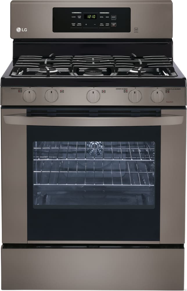 LG LRG3081BD 30 Inch Gas Range with EvenJet™ Fan Convection, 20 Minute EasyClean® Mode, IntuiTouch™ Keypad, SuperBoil 17,000 BTU Burner, Large WideView™ Plus Window, 5 Sealed Burners, 5.4 cu. ft. Oven and Storage Drawer: Black Stainless Steel