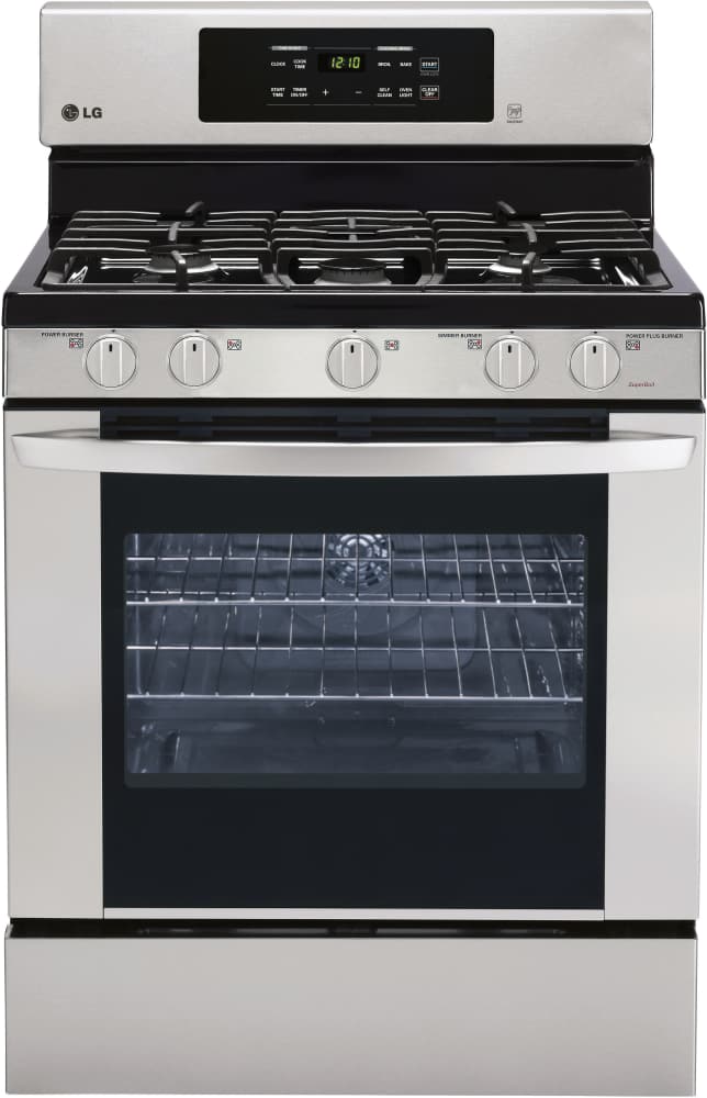 LG LRG3081ST 30 Inch Gas Range with EvenJet™ Fan Convection, 20 Minute EasyClean® Mode, IntuiTouch™ Keypad, SuperBoil 17,000 BTU Burner, Large WideView™ Plus Window, 5 Sealed Burners, 5.4 cu. ft. Oven and Storage Drawer: Stainless Steel