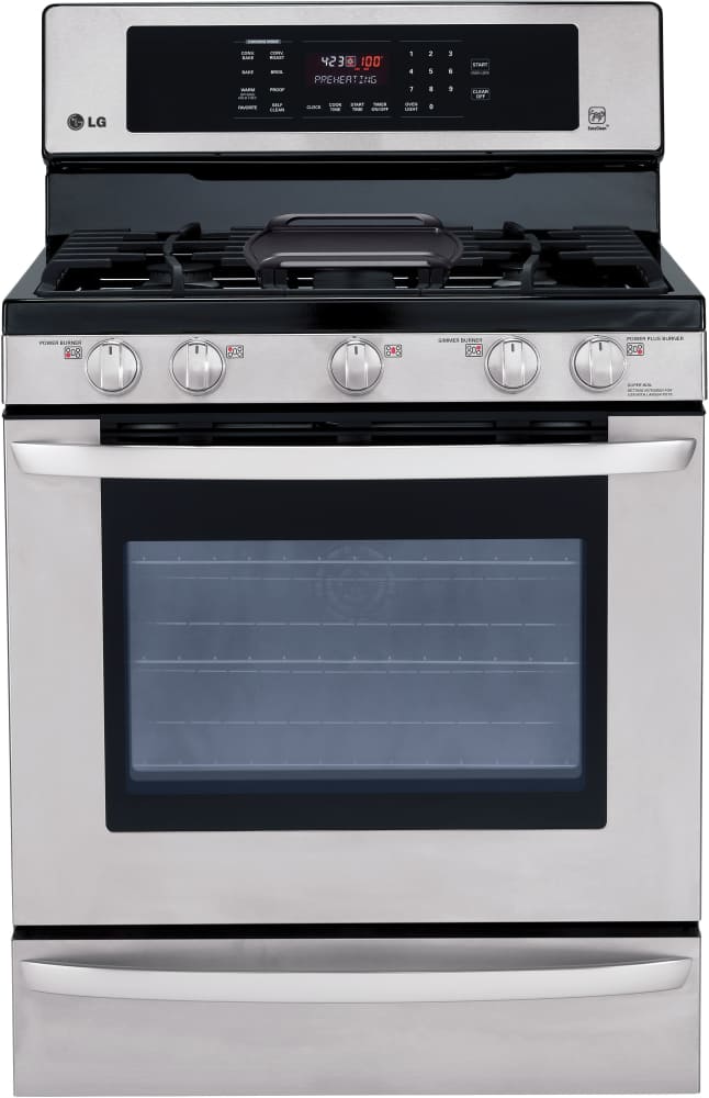 LG LRG3085ST 30 Inch Freestanding Gas Range with 5 Sealed Burners, 5.4 cu. ft. True Convection Oven, 17,000 BTU Superboil Burner, Storage Drawer and EasyClean Self-Cleaning