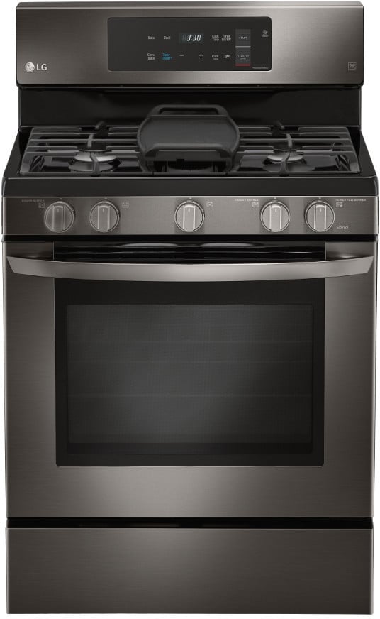 LG LRG3193BD 30 Inch Freestanding Gas Range with EvenJet™ Fan Convection, EasyClean® Technology, WideView™ Window, Griddle Plate, 5.4 cu.ft. Capacity, Storage Drawer and 7 Rack Positions: Black Stainless Steel