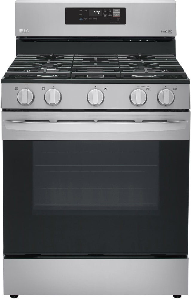 LG LRGL5821S 30 Inch Gas Smart Range with 5 Sealed Burners, 5.8 Cu. Ft. Oven Capacity, Storage Drawer, EasyClean®, Wi-Fi, ThinQ®, SmartDiagnosis™, Proactive Customer Care, SuperBoil™, Warming Zone, and Sabbath Mode