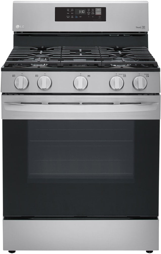 LG LRGL5823S 30 Inch Gas Smart Range with 5 Sealed Burners, 5.8 Cu. Ft. Convection Oven Capacity, Storage Drawer, Continuous Grates, Air Fry, Self Clean & EasyClean®, Wi-Fi Enabled, SmartDiagnosis™, Griddle, and Sabbath Mode: Stainless Steel