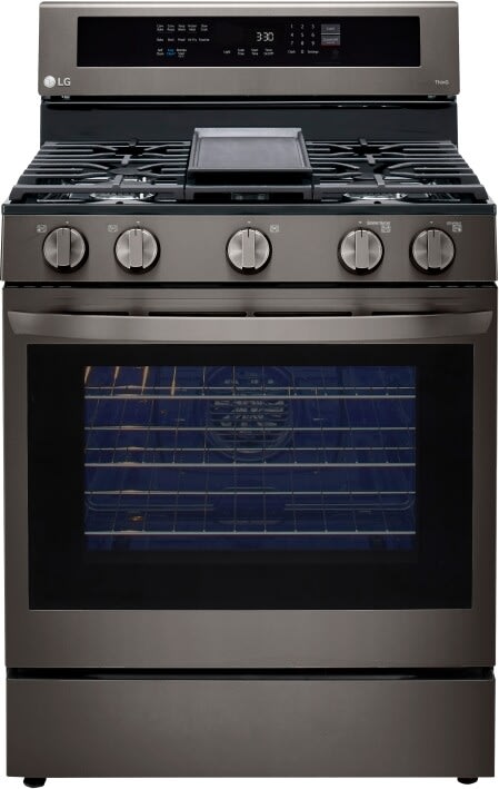 LG LRGL5825D 30 Inch Freestanding Gas Smart Range with 5 Sealed Burners, 5.8 Cu. Ft. Oven Capacity, Storage Drawer, Air Fry with True Convection, EasyClean®+Self Clean, InstaView™, Wi-Fi, Cast Iron Griddle, and UltraHeat™ Burner