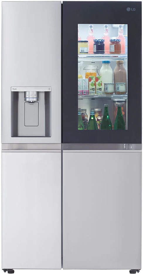 LG LRSOS2706S 36 Inch Freestanding Side by Side Smart Refrigerator with 27.1 Cu. Ft. Total Capacity, Edge-to-Edge InstaView®, Dual Ice Maker, UVnano™ Dispenser, Cool Guard Panel, ADA Compliant, and ENERGY STAR® Certified: PrintProof™ Stainless Steel