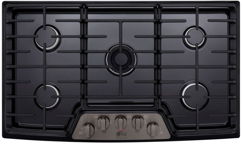 LG LSCG367BD 36 Inch Gas Cooktop with UltraHeat Burner, Simmer Burner, LED Knobs Griddle and 5 Sealed Burners: Black Stainless Steel