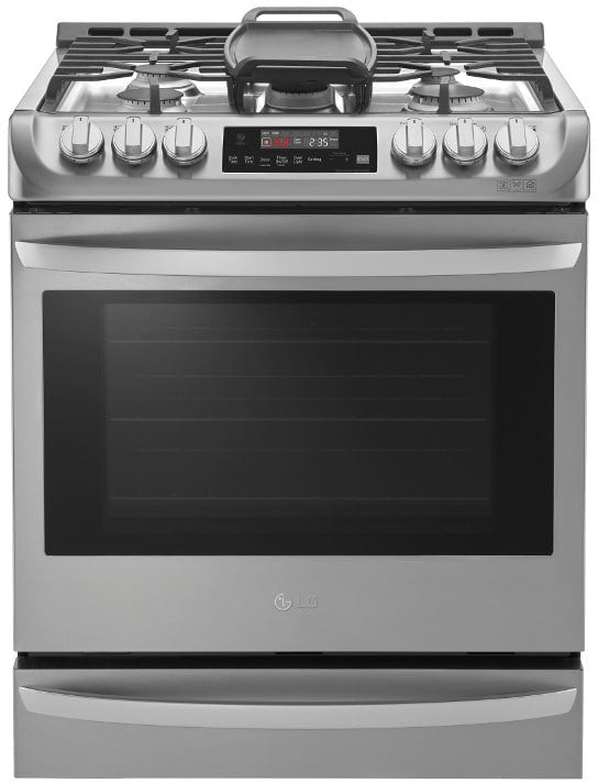 LG LSG4515ST 30 Inch Slide-In Gas Smart Range with 5 Sealed Burners, 6.3 cu. ft. Oven Capacity, Warming Drawer, ProBake Convection®, EasyClean®+Self Clean, Wi-Fi Connectivity, SmartDiagnosis™, and UltraHeat™ Power Burner: Stainless Steel