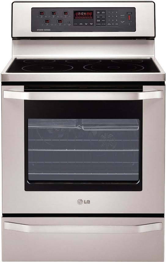 LG LSRE307ST 30 Inch Freestanding Electric Range with 5 Radiant Elements, Warming Zone, 5.6 cu. ft. Dual True Convection Oven, Warming Drawer and 2 Year Warranty