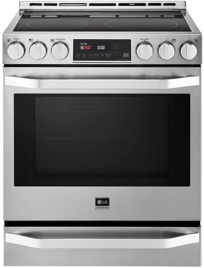 LG LSSE3027ST 30 Inch Slide-In Smart Electric Range with 6.3 cu. ft. Oven Capacity, Warming Drawer, EasyClean®, ProBake Convection®, Wi-Fi Connectivity, Sabbath Mode and Star-K® Certified: Stainless Steel