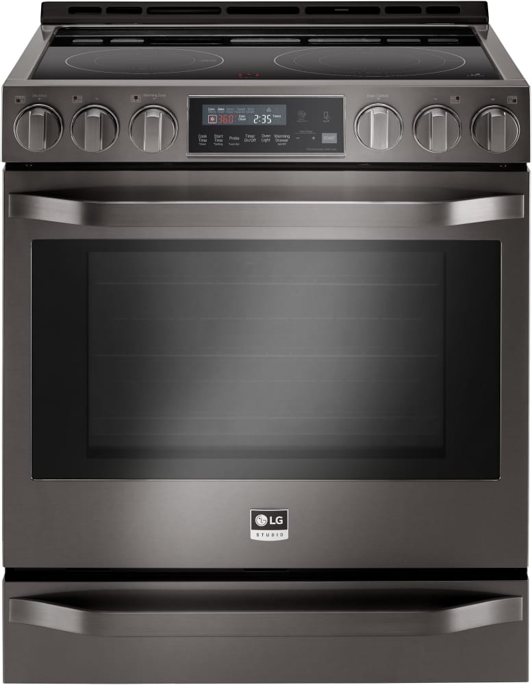 LG LSSE3029BD 30 Inch Slide-In Electric Range with Convection, Infrared Heating, EasyClean, Delay Start, 6.3 cu. ft. Capacity, 5 Smoothtop Elements, Hot Surface LED Indicator and Warming Drawer: Black Stainless Steel