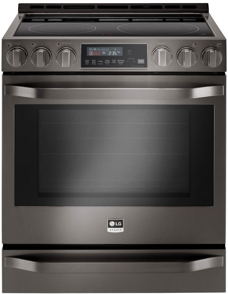 LG LSSE3030BD 30 Inch Slide-In Smart Electric Range with 6.3 cu. ft. Oven Capacity, Warming Drawer, EasyClean®, ProBake Convection®, Wi-Fi Connectivity, Sabbath Mode and Star-K® Certified: Black Stainless Steel