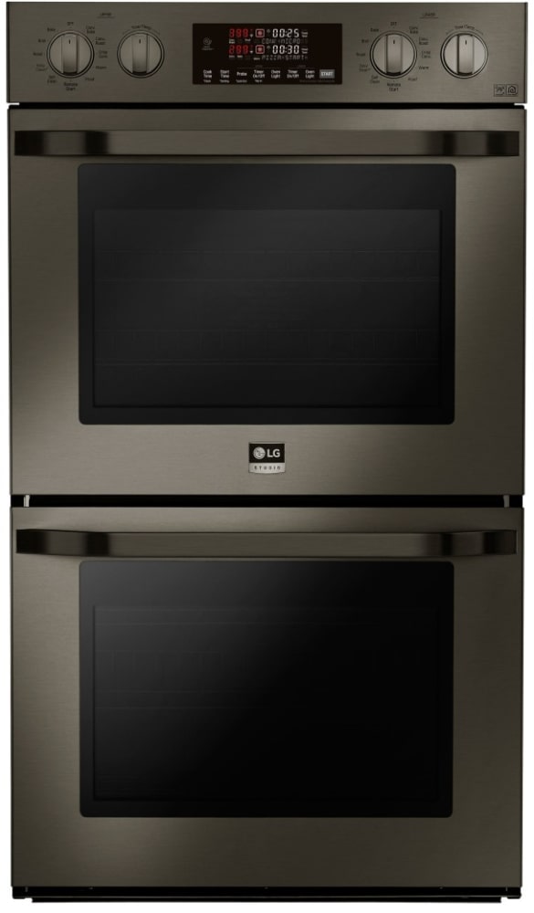 LG LSWD300BD 30 Inch Smart Double Electric Wall Oven with SmartThinQ® Technology, Convection, Gliding Rack System, EasyClean®, Hidden Bake, Self-Cleaning, Voice Commands, Wi-Fi Connectivity and 9.4 cu. ft. Total Capacity: Black Stainless Steel