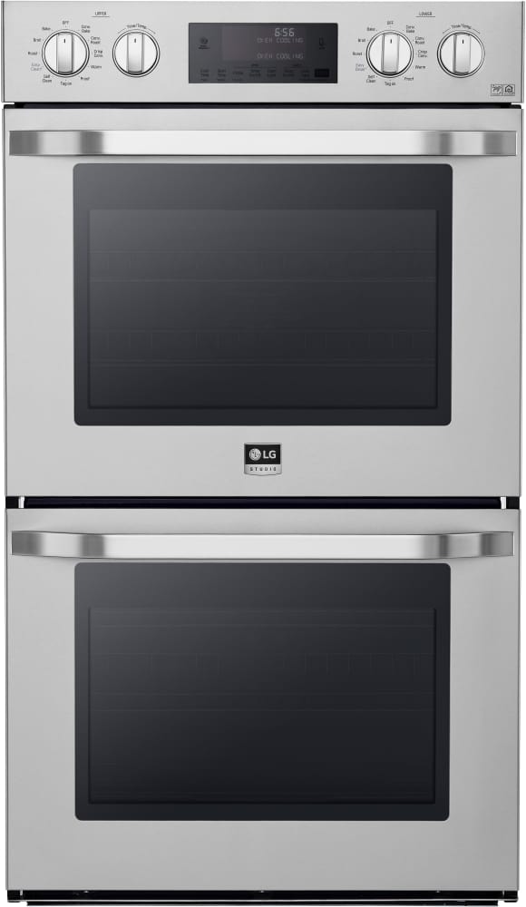 LG LSWD306ST 30 Inch Double Electric Wall Oven with Convectionc Temperature Probec EasyCleanc 9.4 Total Capacity, Hidden Bake Element, 2,500W 8-Pass Broiler Element, Gliding Racks and Broiler Pan: Stainless Steel