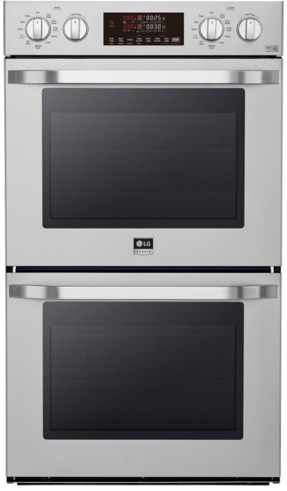 LG LSWD307ST 30 Inch Smart Double Electric Wall Oven with SmartThinQ® Technology, Convection, Gliding Rack System, EasyClean®, Hidden Bake, Self-Cleaning, Voice Commands, Wi-Fi Connectivity and 9.4 cu. ft. Total Capacity: Stainless Steel