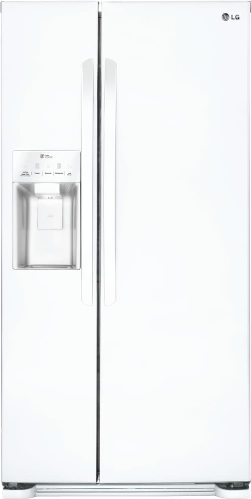 LG LSXS22423W 33 Inch Side-by-Side Refrigerator with Linear Compressor, SpacePlus® Ice System, Gallon Door Storage, Adjustable Glass Shelving, Digital Temperature Controls, LED Lighting, ENERGY STAR®, ADA Compliant and 22.1 cu. ft. Capacity: White