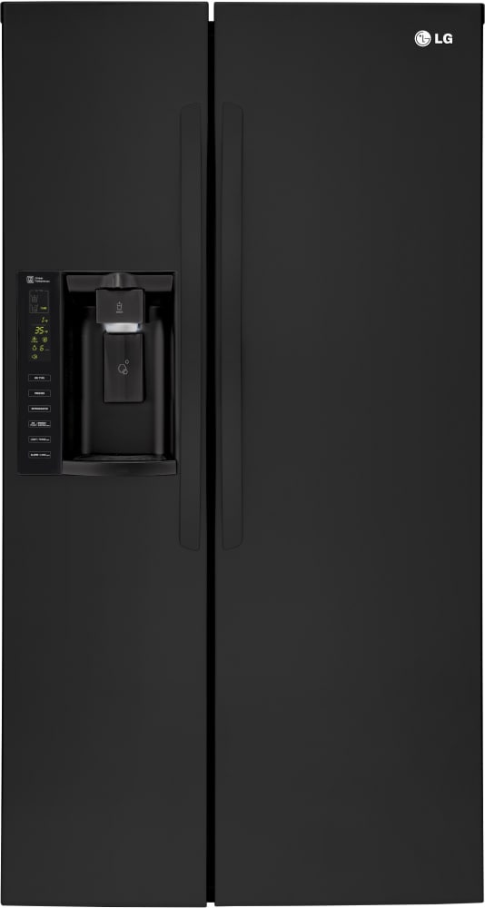 LG LSXS26326B 36 Inch Side by Side Refrigerator with 26.2 cu. ft. Capacity, Tall Dispenser®, SpacePlus® System, Air and Water Filtration, Smart Cooling®, Tempered Glass Shelves, and Humidity-Controlled Crispers: Black