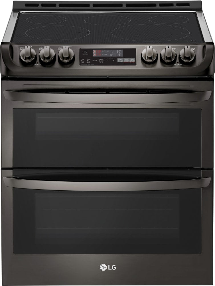 LG LTE4815BD 30 Inch Slide-In Electric Smart Range with 5 Element Burners, Double Oven, 7.3 Cu. Ft. Total Capacity, ProBake Convection®, Self Clean + EasyClean®, SmoothTouch™ Glass Control, Wi-Fi Connectivity, and SmartDiagnosis™