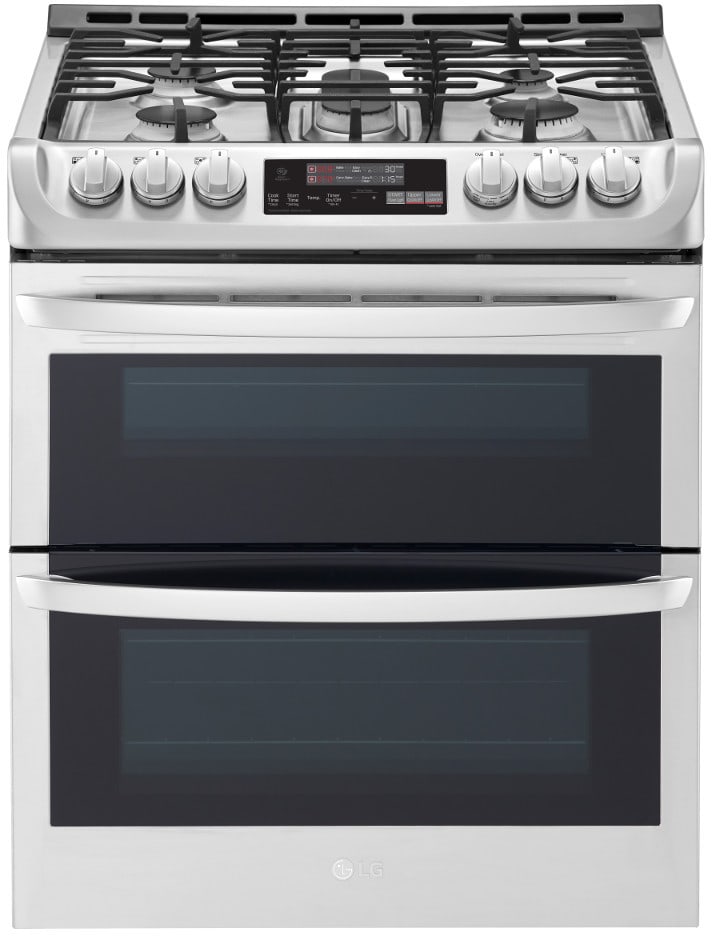 LG LTG4715ST 30 Inch Slide-In Gas Smart Range with 5 Sealed Burners, Double Oven, 6.9 Cu. Ft. Total Oven Capacity, ProBake Convection®, EasyClean®, SmoothTouch™, WideView™ Window, Wi-Fi Connectivity, SmartDiagnosis™ and UltraHeat™ Burner