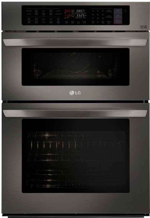 LG LWC3063BD 30 Inch Smart Combination Wall Oven with 4.7 cu. ft. True Convection Oven, Smartthinq® Technology, Self+EasyClean, Infrared Heating™, TurboCook™ Speed Oven, and Star-K Certified: Black Stainless Steel