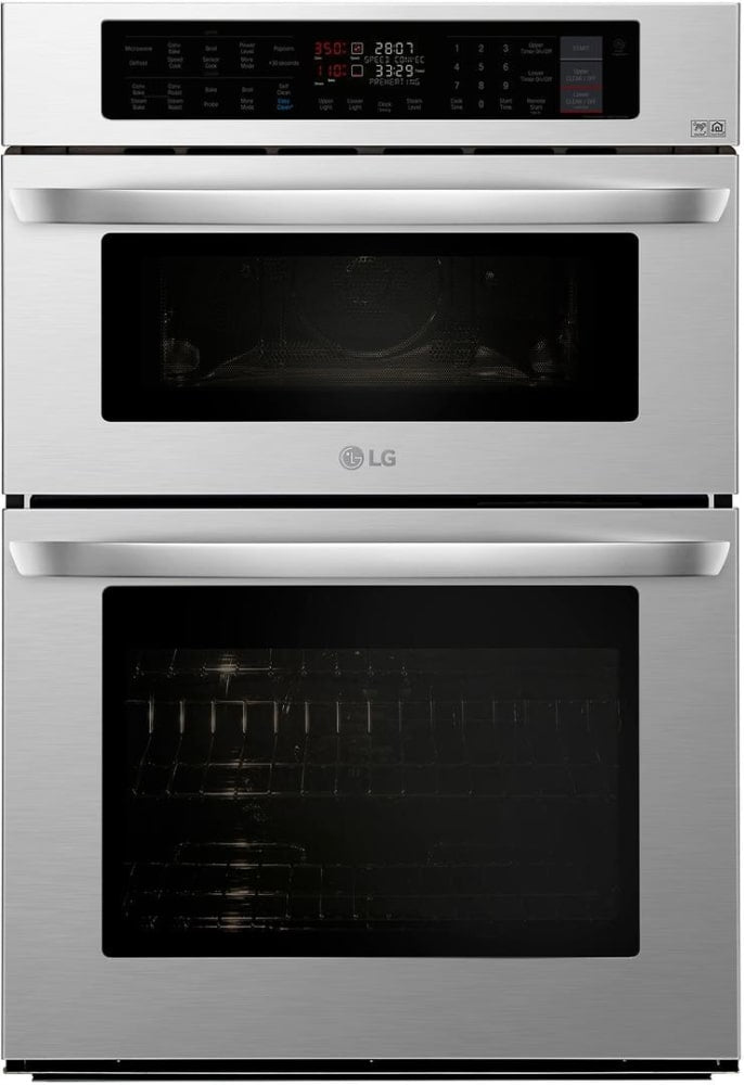 LG LWC3063ST 30 Inch Smart Combination Wall Oven with 4.7 cu. ft. True Convection Oven, Smartthinq® Technology, Self+EasyClean, Infrared Heating™, TurboCook™ Speed Oven, and Star-K Certified: Stainless Steel