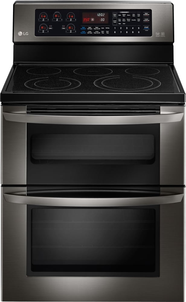 LG LDE3037BD 30 Inch Freestanding Electric Double-Oven Range with 5 Radiant Elements, 4.4 cu. ft. True Convection Lower Oven, 2.3 cu. ft. Upper Oven, Infrared Grill and Self-Cleaning: Black Stainless Steel